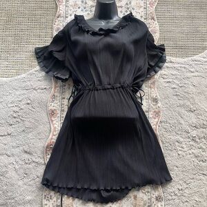 See By Chloe Ruffled & Pleated Black Mini Dress